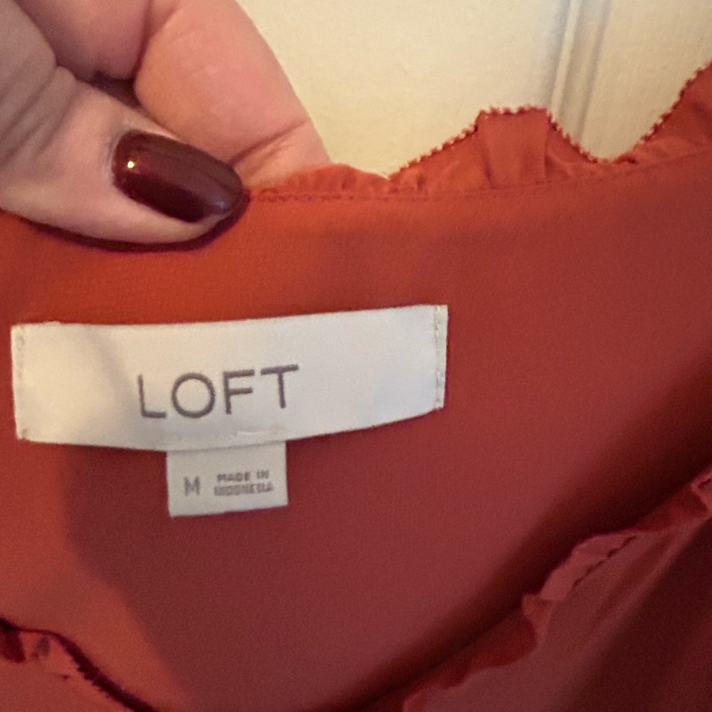 Loft Ruffled Spaghetti Strap Top - Rust - Picture 4 of 4